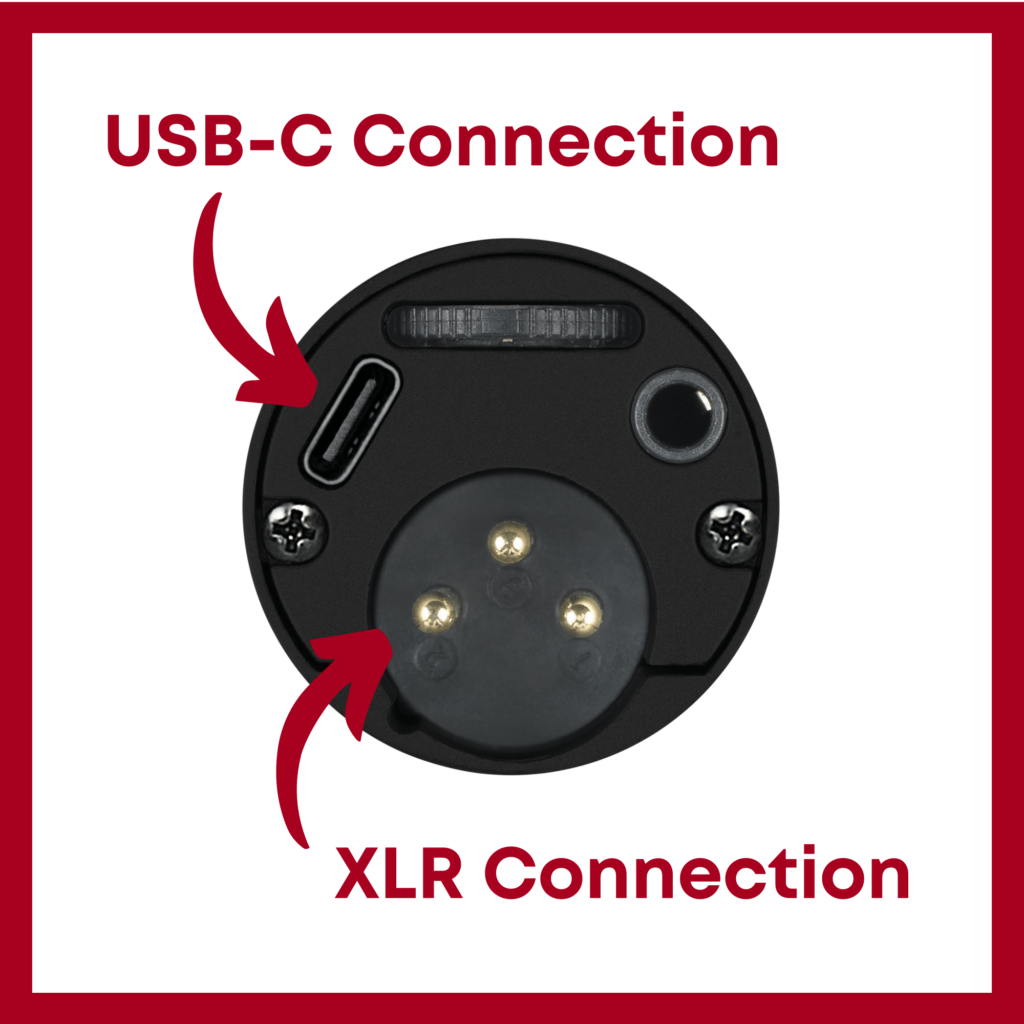 Diagram comparing USB and XLR microphone connection points for podcast microphones
